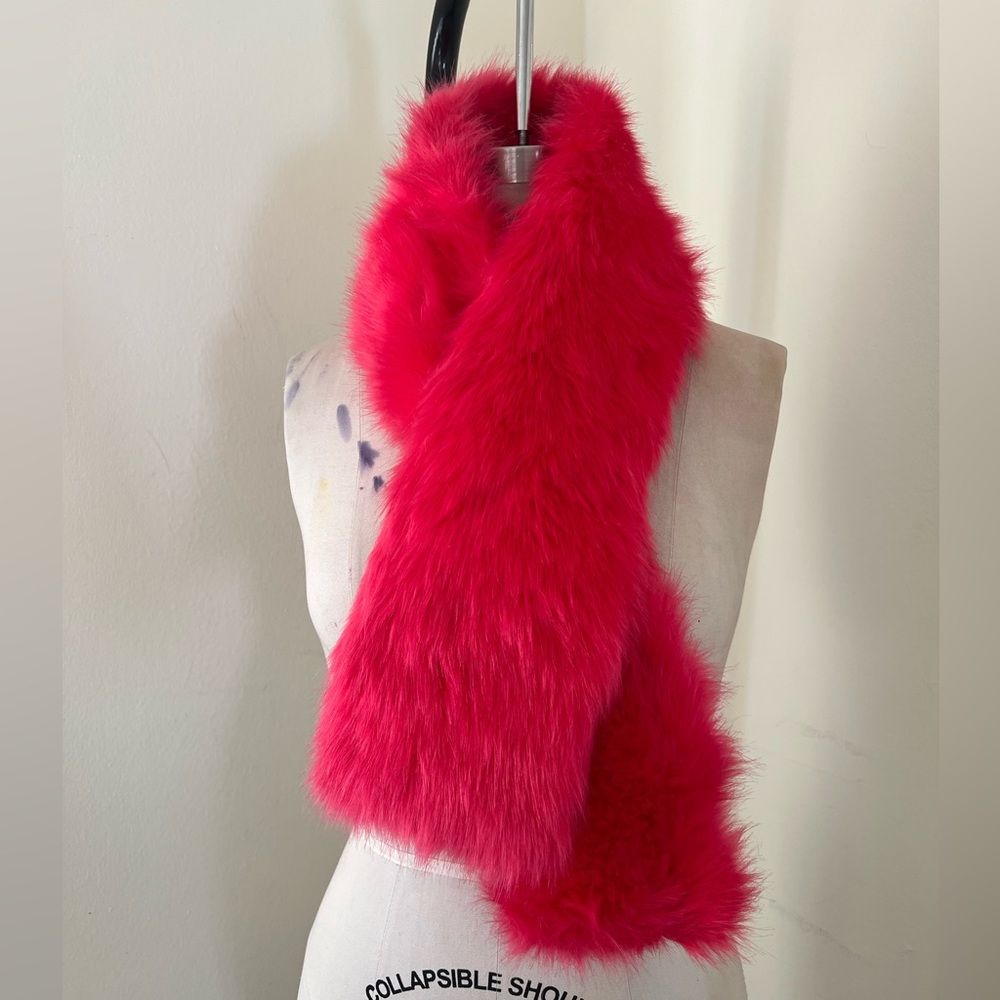 J. Crew Fuchsia Hot Pink Faux Fur Scarf